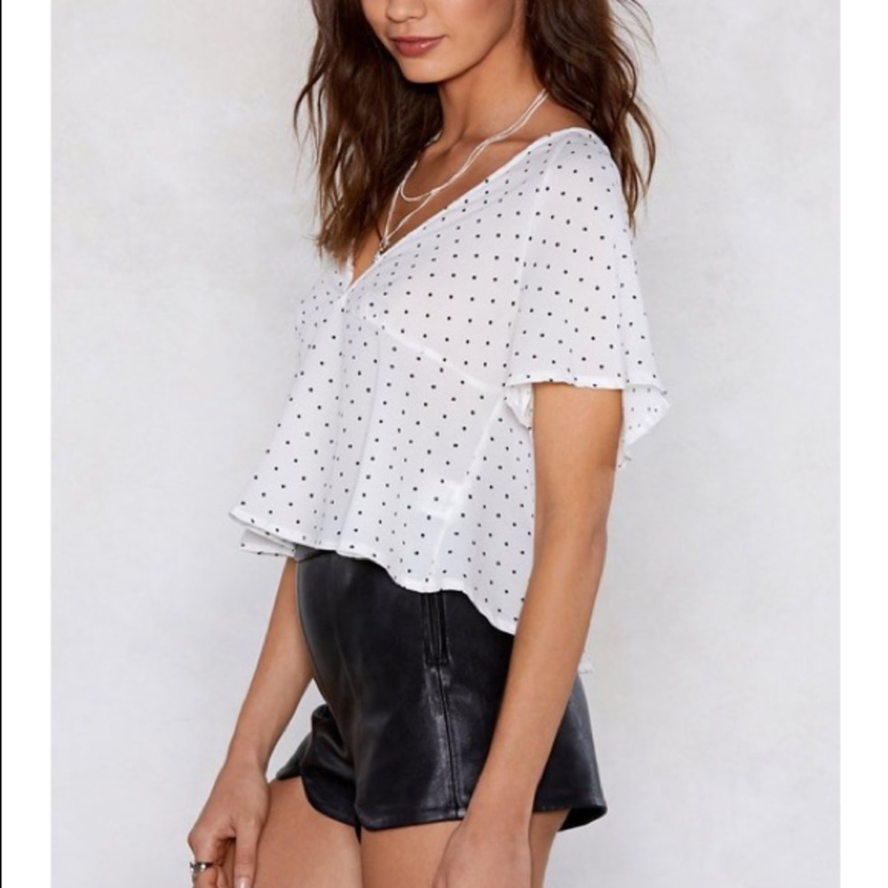 Nasty Gal Polka Dot Tie-Back Blouse